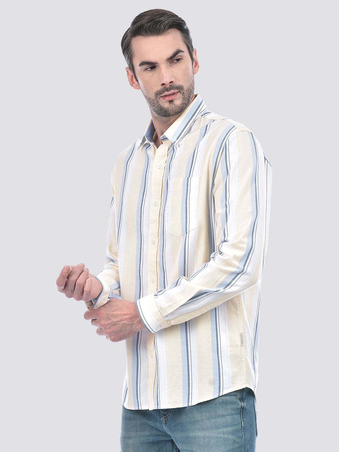 Numero Uno Men Striped Yellow Shirt